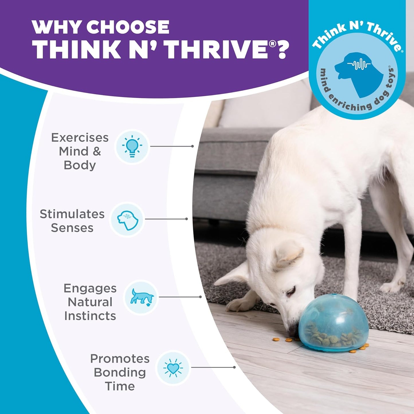 by Planet Dog Snoop Interactive Treat Dispensing Dog Toy, Large, Blue